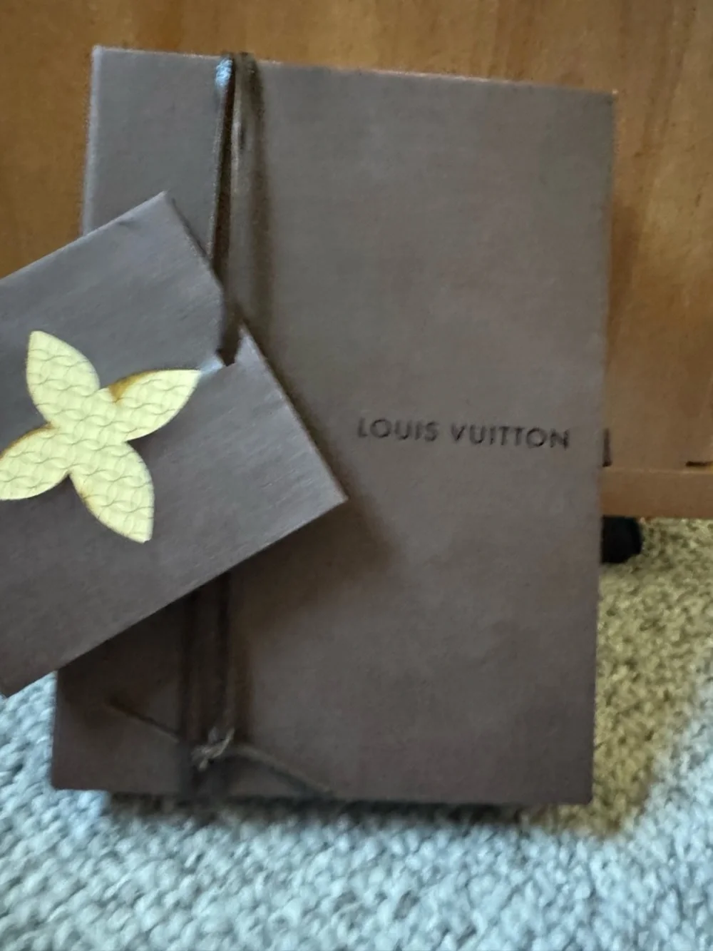Louis Vuitton Brown Empty Drawer Slide Pull Out Box Ribbon Card 7.5 x 5.5 x 1.5
